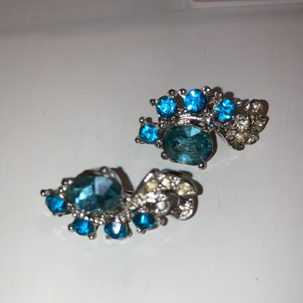Beautiful Blue Clip on Earrings - Picture 4 of 6